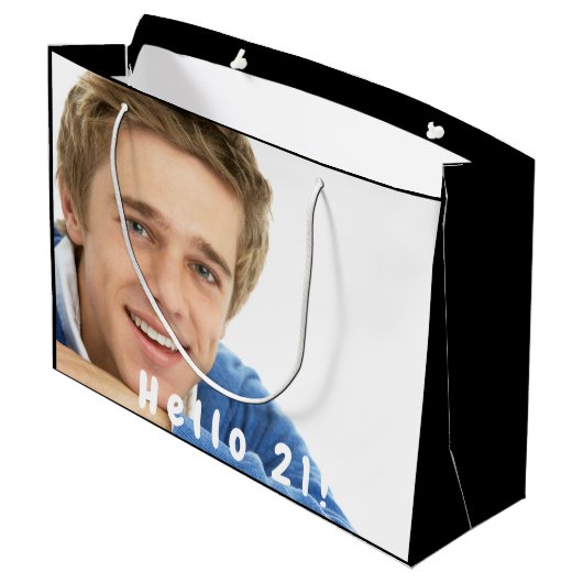 21e verjaardagsfoto hallo 21 man groot cadeauzakje (Achterkant Gekanteld)