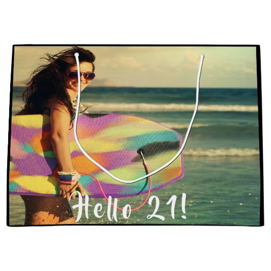 21e verjaardagsfoto hallo 21 twintigste groot cadeauzakje (Voorkant)