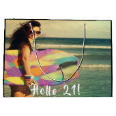 21e verjaardagsfoto hallo 21 twintigste groot cadeauzakje (Achterkant)