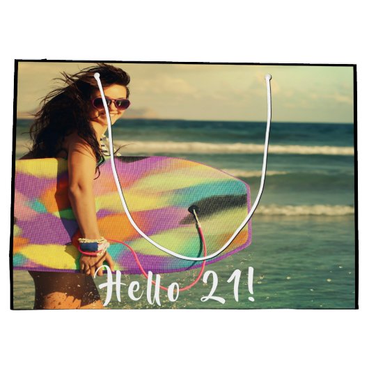 21e verjaardagsfoto hallo 21 twintigste groot cadeauzakje (Achterkant)