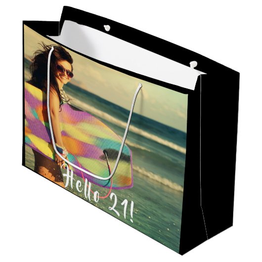 21e verjaardagsfoto hallo 21 twintigste groot cadeauzakje (Voorkant Gekanteld)