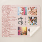 21e verjaardagsfoto roos gouden vuile glitterdrupp sherpa deken (Voorkant (horizontaal))