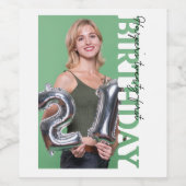 21e verjaardagsfoto universiteit Feest  Wijn Etiket (Enkel label)