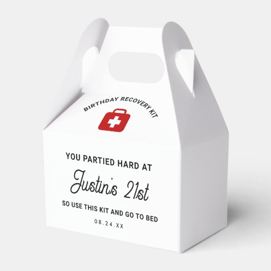 21e verjaardagsherstelkit Hangover Kit Bedankdoosjes (Voorkant Zijde)
