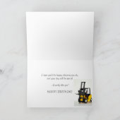 21e verjaardagskaart met een vorkheftruck kaart (Binnen)