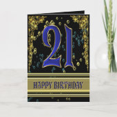 21e verjaardagskaart met goud en bubbels kaart (Voorkant)