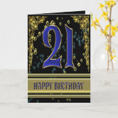 21e verjaardagskaart met goud en bubbels kaart (Gele Bloem)