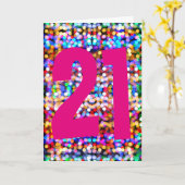 21e verjaardagskaart voor vrouw. Helder kleurrijk Kaart (Gele Bloem)