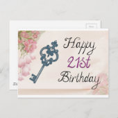21e verjaardagskaart vrouw briefkaart (Voorkant / Achterkant)
