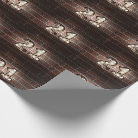 21e verjaardagsselectiekader licht op steen cadeaupapier (Hoek)