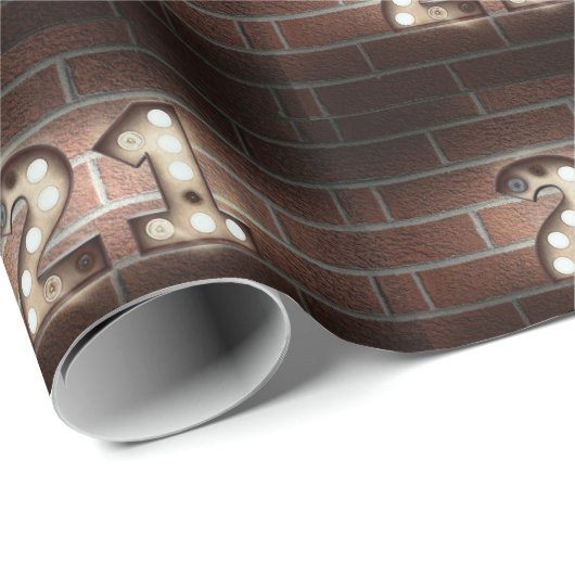 21e verjaardagsselectiekader licht op steen cadeaupapier (Rol Hoek)