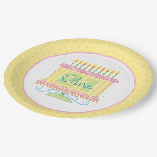 21e verjaardagstaart aangepaste naam papieren bordje (Gekanteld)