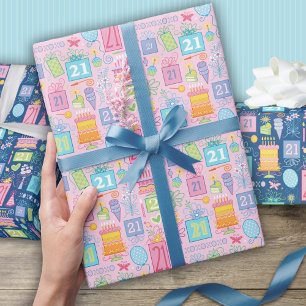 21e Verjaardagstaart Ballonnen Pet Cadeaus Cadeaupapier