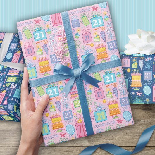 21e Verjaardagstaart Ballonnen Pet Cadeaus Cadeaupapier