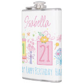 21e Verjaardagstaart Cupcake Cadeau Aangepaste naa Heupfles (Links)