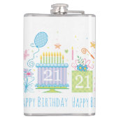 21e Verjaardagstaart Cupcake Cadeau Aangepaste naa Heupfles (Achterkant)