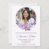 21e verjaardagsuitnodiging Foto Elegant Boho paars Kaart (Voorkant)