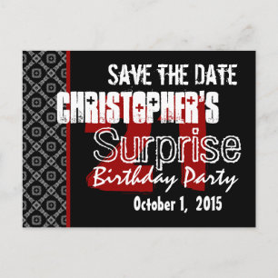 21e verrassing Save the Date Modern Zwart Wit Rood Aankondigingskaart