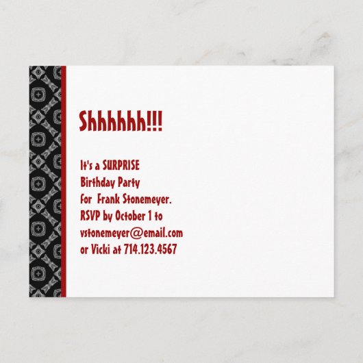 21e verrassing Save the Date Modern Zwart Wit Rood Aankondigingskaart (Achterkant)