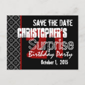 21e verrassing Save the Date Modern Zwart Wit Rood Aankondigingskaart (Voorkant)