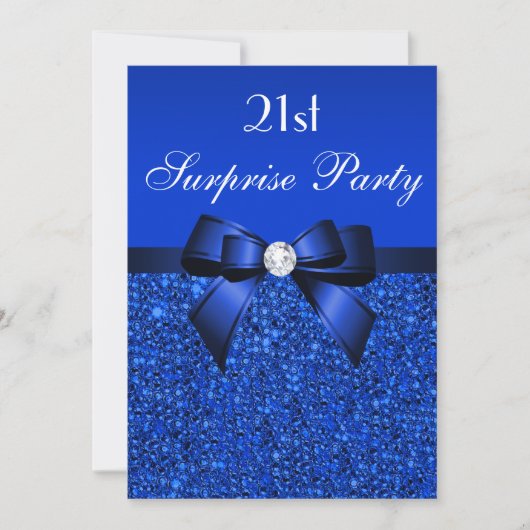 21e Verrassing Verjaardag Royal Blue Sequins en st Kaart (Voorkant)