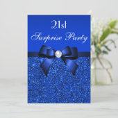 21e Verrassing Verjaardag Royal Blue Sequins en st Kaart (Staand voorkant)