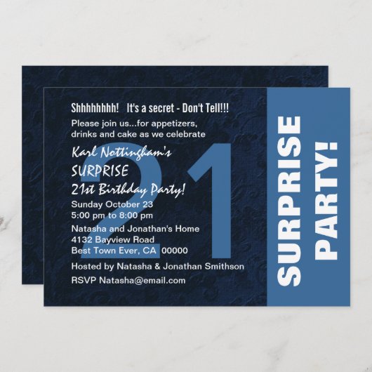 21e VERZEKERINGSBEDRIJF Modern Midnight Blue Kaart (Voorkant / Achterkant)