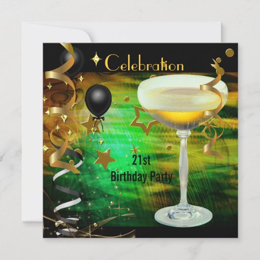 21e viering Champagne Green Kaart (Voorkant)