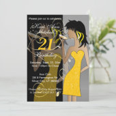 21e volwassen verjaardag meisje - geel kaart (Staand voorkant)