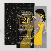 21e volwassen verjaardag meisje - geel kaart (Voorkant / Achterkant)