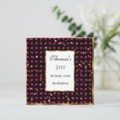 21e warme roze pokadots goudsterren op zaterdag kaart (Staand voorkant)