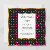 21e warme roze pokadots goudsterren op zaterdag kaart (Achterkant)