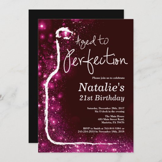 21e wijngaard - tot perfecte roze glitter kaart (Voorkant / Achterkant)