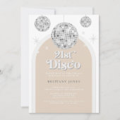 21e Zilveren Retro Disco Glitter boog Kaart (Voorkant)