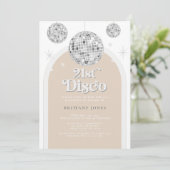 21e zilveren Retro Disco Glitter boog Kaart (Staand voorkant)
