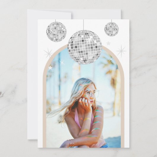 21e Zilveren Retro Disco Glitter boog Kaart (Achterkant)