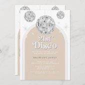 21e zilveren Retro Disco Glitter boog Kaart (Voorkant / Achterkant)