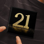 21e zwart gouden glitter effect knop pin badge vierkante button 5,1 cm<br><div class="desc">Vier een speciale 21e verjaardag met een eenvoudige glitter 21-pins knoppenbadge. Door www.mylittleeden.com</div>