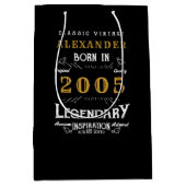 21st Birthday 2005 Add Name Legend Black Gold Medium Cadeauzakje (Voorkant)