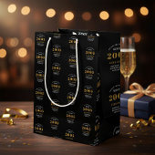 21st Birthday 2005 Black Gold Chic Elegant Medium Cadeauzakje