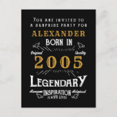 21st Birthday 2005 Black Gold Legend Invitation Briefkaart (Voorkant)
