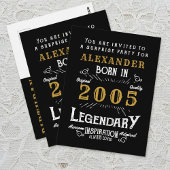 21st Birthday 2005 Black Gold Legend Invitation Briefkaart