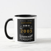 21st Birthday 2005 Legend Retro Black Personalized Mok (Links)