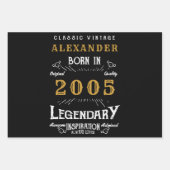 21st Birthday 2005 Legend Vintage Black Inpakpapier Vel (Voorkant)