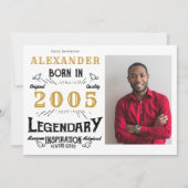 21st Birthday 2005 Legend White & Gold Photo Kaart (Voorkant)
