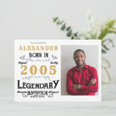 21st Birthday 2005 Legend White & Gold Photo Kaart (Staand voorkant)