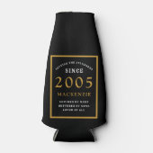 21st Birthday 2005 Name Elegant Chic Black Gold Flesjeskoeler (Voorkant)