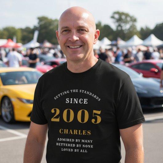 21st Birthday 2005 Personalized Custom Name Black T-shirt