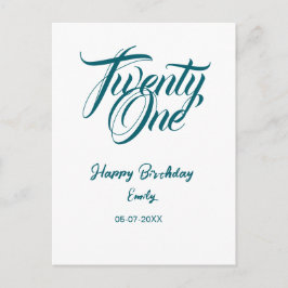 21st birthday add name date year blue template thi briefkaart