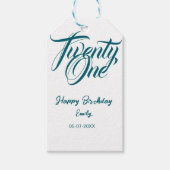 21st birthday add name date year blue template thi cadeaulabel (Voorkant)